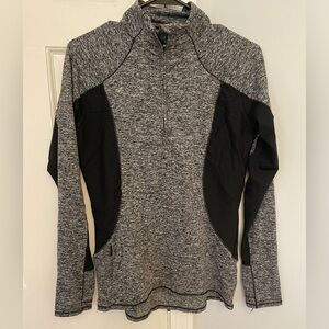 Athleta women’s track jacket 1/2 zip black gray, side mesh, pockets size S